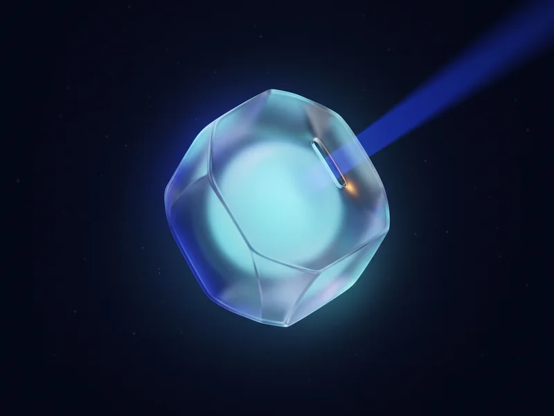 A faceted translucent shell with light passing through a single narrow aperture