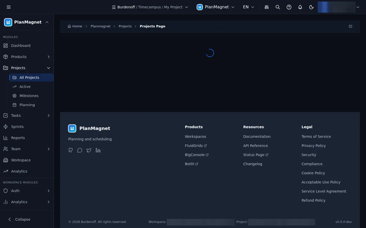 Concept illustration of a projects page with the projects menu expanded into all projects, active, milestones and planning.